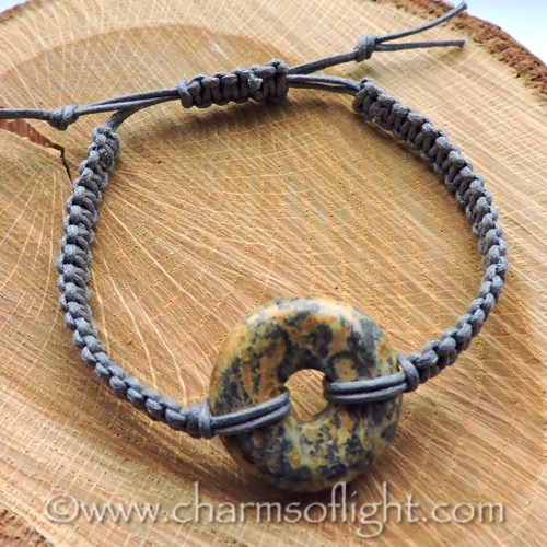 Leopard Skin Jasper Donut Macrame Bracelet